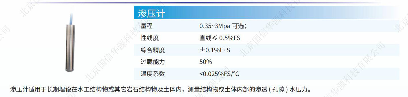 渗压计水库大坝安全监测渗压计